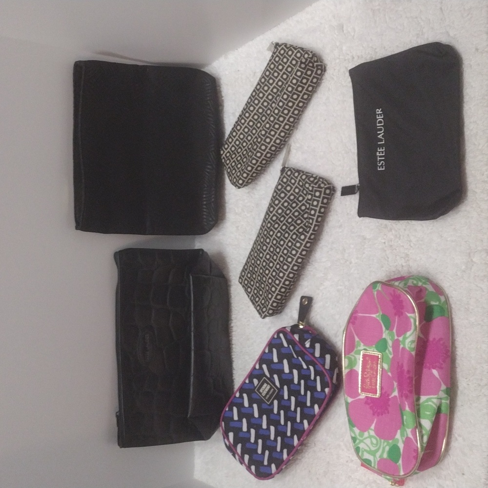 Assorted Estee Lauder Cosmetic Makeup Bag Lot of 7